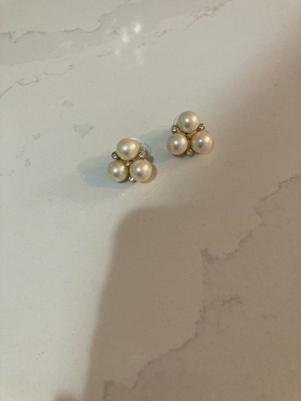 Elegant Cream Pearl Cluster Stud Earrings with Rhinestone Accents
